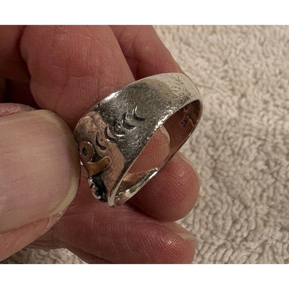 B&B Sterling 925 Artisan Steampunk Industrial Mixed Metal Ring Size 7 Vintage - Picture 3 of 10
